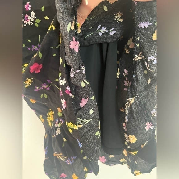 Zara Viscose Black Floral Print Long Sleeve Ruffled Mini Dress - Picture 8 of 12